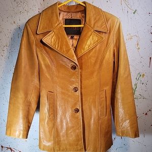 Vintage Oscar Leopold Brown 100% Lamb Leather Jacket Size Medium Made in Canada